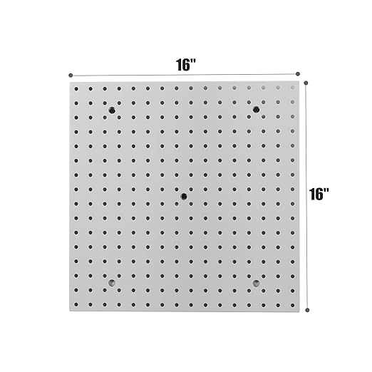 Pegboard Smith 16x16 inch Wall Organizer Pegboard Panels, Gray Metal Pegboard for Tool Storage, Workbench Tools Organization Peg Board (2 PCS, Grey)