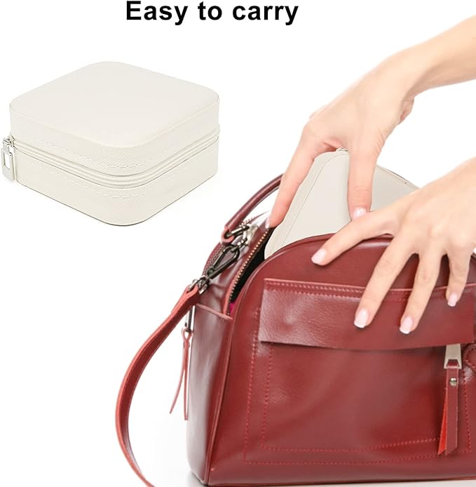 KEINE MARKE Small Jewelry Box, Travel Portable Jewelry Case for Ring, Pendant, Earring, Necklace, Bracelet Organizer Storage Holder Boxes (white*8).