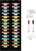 28 Pocket Hanging Wall File Organizer with 28 Name tag Pockets, File Storage Pocket Chart for Classroom and Office Use. Keeps Assignments, Files, Scrapbooks, and Papers Neatly Organized.