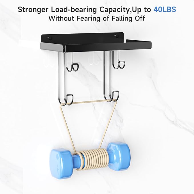 Ironing Board Holder Wall Mounted, Black Iron Holder for Laundry Room, Metal Iron Board Wall Hanger with Storage Shelf, Ironing Board Hooks for Laundry Room Livingroom Bathroom (Y or T Leg)