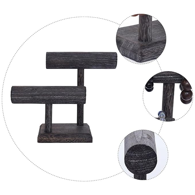 Solid Wood Scrunchie Holder Hair Tie Organizer Stand Vintage Jewelry Display Rack for Women Teen with Headband Storage