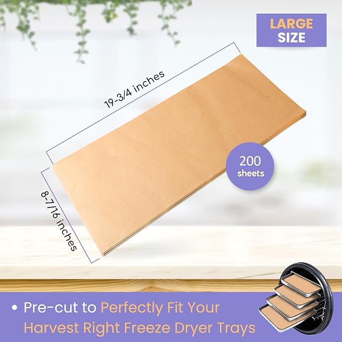 200 pack Parchment Paper For Harvest Right Freeze Dryer (L - Large)