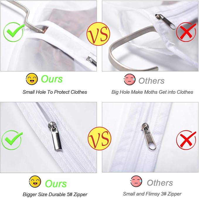Garment Bags for Hanging Clothes 24'' x 60'' (Set of 6) Coat Covers for Closet Foldable Washable Dress Bags for Hanging Clothes for Long Dress Dance Costumes Suits Gowns Coats
