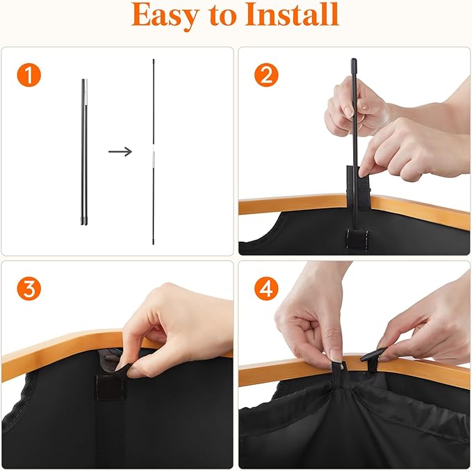 Lifewit 80L Laundry Basket with Lid, Clothes Hampers with Bamboo Handles and A Removable Laundry Bag, Large Foldable Hamper for Bedroom, Bathroom, Dorm, LaundryRoom, Black