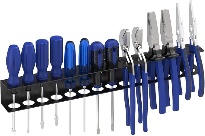 Screwdriver Organizer Wall Mount, Screw Driver Holder,Metal Plier Rack Utility Tool Rack Organizers and Storage Rack for Garage Workshop Workbench Tool Chest Cart (1 PCS)
