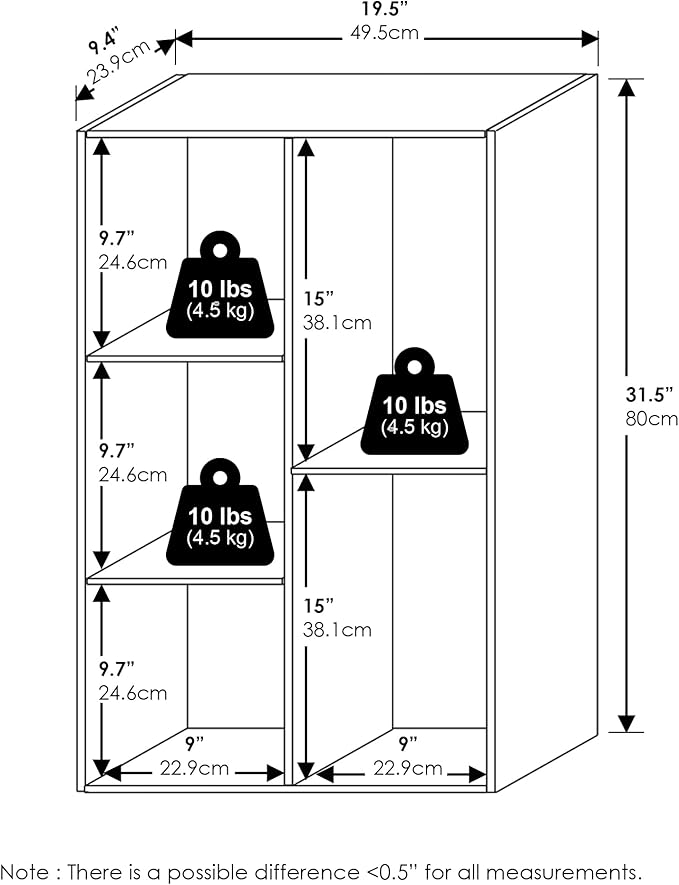 Furinno LUDER Book Shelf, 5-Cube Bookshelf, Reversible Bookcase, 9.4 x 19.5 x 31.5, for Living Room, Bedroom, Home Office, White/Pink