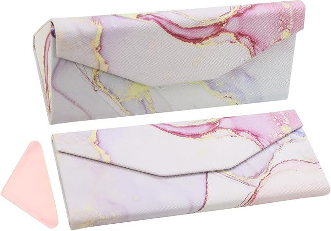 Foldable Glasses Case, Magnetic PU Leahter Sunglasses Case, Cute Hard Shell Folding Eyeglass Cases for Women Kids