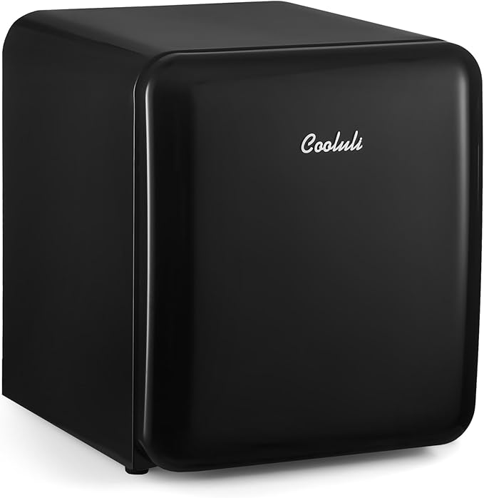 Cooluli Curve 1.7 cu ft Mini Fridge - Small Refrigerator for Bedroom, Office, College Dorm Room - Smart Temperature Control (Black, 1.7 cu.ft)