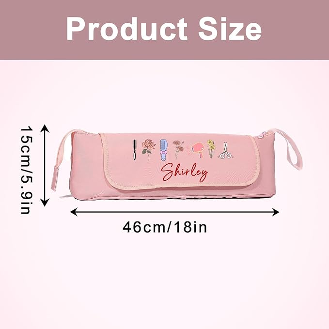 Personalized Hair Tool Bags with Heat Resistant Mat for Curling Iron & Flat Iron, Custom Name & Birth Flower Travel Bag for Hair Tools, curling iron bag for Women & Stylists (Style2)