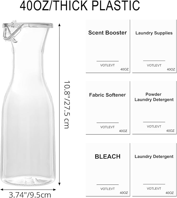 40OZ Laundry Detergent Dispenser, Laundry Soap Dispenser, Fabric Softener Dispenser, Liquid Laundry Detergent Holder Container Organizer, Laundry Room Organization and Storage, 3 Pack