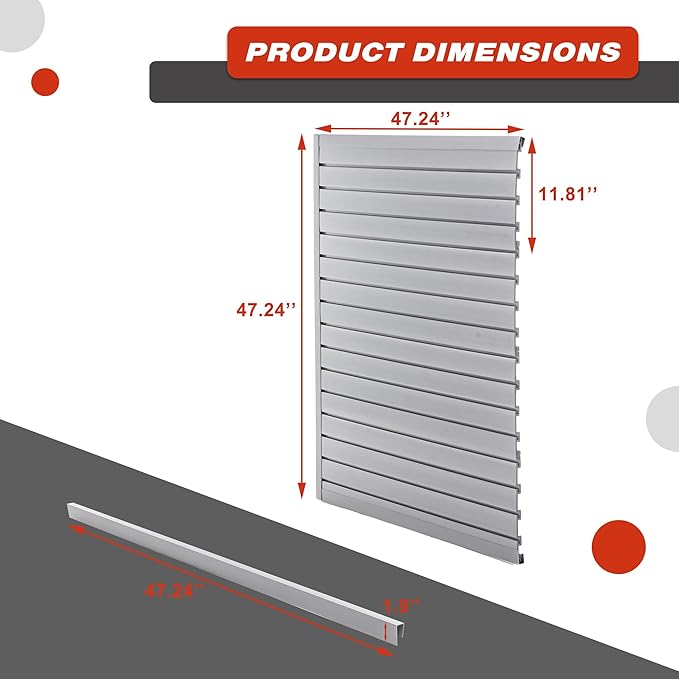 Slat Wall Paneling 4x4 FT, PVC SlatWall Panels Garage Organizer Storage System with Hooks & Accessories, Heavy Duty Wall Mounted Rack