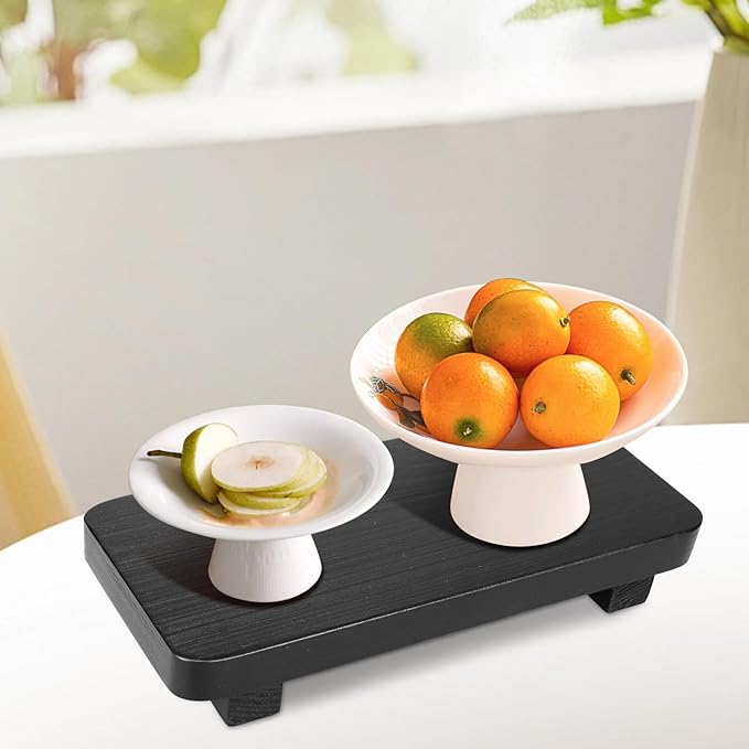 Small Black Kitchen Sink Soap Holder for Counter Dish Soap Dispenser Wooden Display Risers for Bathroom Decor Farmhouse Wood Pedestal Stand Kitchen Accessories Countertop Vanity Decorative Tray