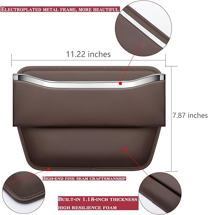 HOLDCY Car Seat Gap Filler Organizer - Leather Console Side Pocket Seat Storage - Stylish and Practical Car Accessories for Cars,SUV,Truck (Brown - 1 Pack)