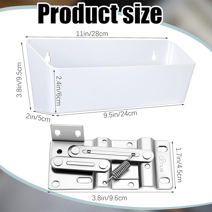 Umigy 2 Pack 11" Tip Out Tray for Sink with 2 Pairs of Hinges Front Sink Drawer Tip Out Tray Kit False Drawer Front Clips Flip Sponge Holder for Kitchen, White