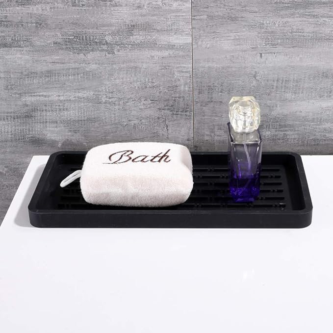 MODERNJOE'S Sponge Holder and Sink Organizer - Kitchen Bath Vanity - Multi-use Silicone Tray – Non-Slip, Heat Resistant and Dishwasher Safe – 11” X 5.5” - Black