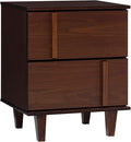 Walker Edison Sprague Contemporary Detailed Drawer Solid Wood Nightstand, 20 Inch, Walnut