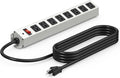 CCCEI Corner Mount Angle Power Strip, Under Cabinet Heavy Duty 8 Outlets Power Strip 20Amp, Metal Underneath Desk Plug Surge Protector, Wall Mountable, for Garage, Shop, Kitchen. 3FT Extension Cord.