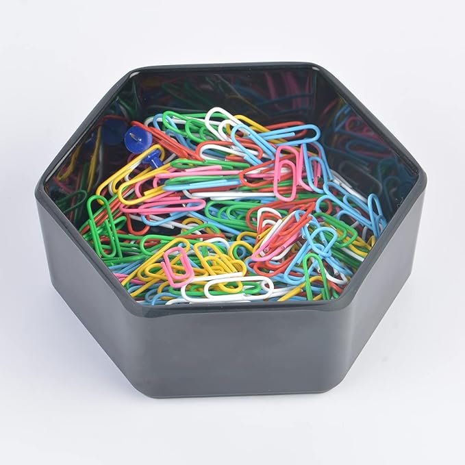 Resin Paper Clip & Binder Clip Dispenser for Home Office & School, Push Pin & Paper Clamp Holder for Desk, Work Desk Accessories Organizer, 2 Pack, White