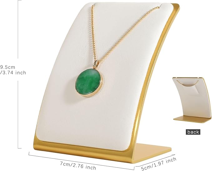 GemeShou White Necklace display stand, Velvet Jewelry necklace display holder for selling, small metal earring neck storage organizer, online jewelry photography props【White】
