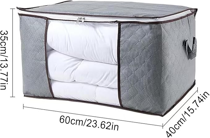 Comforter Storage Bags Boxes with Lid, Large Capacity Solution Organizer, Closet Organizers and Storage Containers Bins for Clothes, Duvets, Blankets, Pillow, Quilt, Bedding, Toys