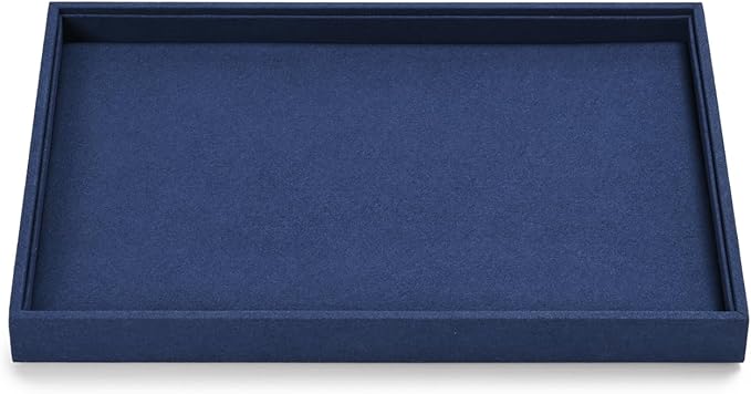 Microfiber Jewelry Tray Stackable Jewelry Drawer Organizer Trays Necklace Bracelet Holder for Necklace Bracelets Watches Perfume Organizer(Blue)