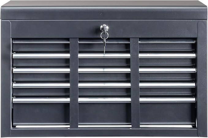 Metal Tool Box Organizer | Lockable Tool Chest | Toolbox with 5 Sliding Drawers | Large Tool Storage Box Organizer | Portable Toolchest with Keys for Garage Workshop and Tool Room | Black