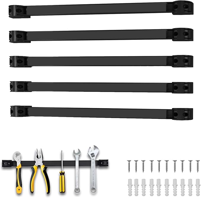 5 Pack Magnetic Tool Holder, Magnetic Strips Tool Magnet Bar PVC Coated for Garage Tool Organizer 16 In