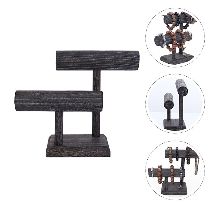 Solid Wood Scrunchie Holder Hair Tie Organizer Stand Vintage Jewelry Display Rack for Women Teen with Headband Storage