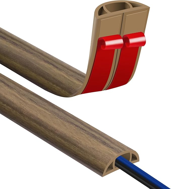 Floor Cord Covers for Wires 3.3FT Cable Hider Wire Cover Self Adhesive Cord Hider Floor for Offices, Homes, Workshops, Warehouses Cable Cavity 0.39" W x 0.27" H