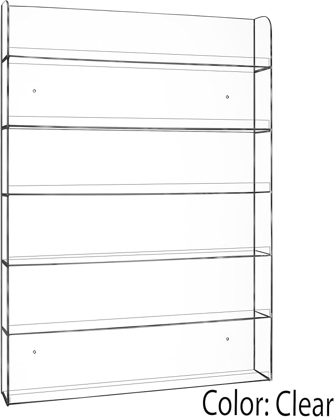 AMT 6 Tier Acrylic Nail Polish Racks for the Wall, Holds up to 180 Bottles, CLEAR Nail Polish Display, Essential Oils Organizer. Plus a Microfiber Cloth for Cleaning Purposes