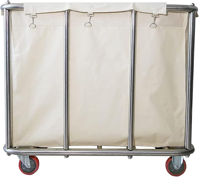Laundry Cart Commercial,11.35 Bushel Large Industrial Rolling Laundry Hamper with 4 Inch Wheels,Home Heavy Duty Laundry Baskets with Stainless Steel Frame, 260 LBS Load