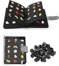 UCEC 8-Page Enamel Pin Display Book & 50 PCS Pin Backs, A5 Binder for Pins Brooches and Badges, Black Button Pinfolio Trading Organizer with Clear PVC Cover, Portable Enamel Pin Collection Storage
