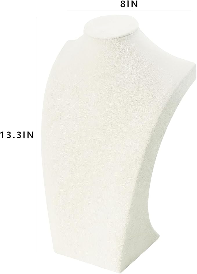 Coward Big Necklace Bust Stand for Selling Show, Beige Velvet Necklace Jewelry Display Holder for Home Use or Store Shop Show (13" Hight)