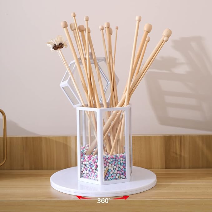9 inch Lazy Susan Turntable White Acrylic Ball Bearing Rotating Tray for Spice Rack Table Cake Kitchen Pantry Decorating Bathrooms TV Laptop Computer Monitor, 50-lb Load Capacity (360˚ Rotation)