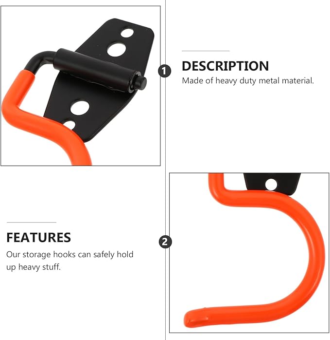 NOLITOY 5pcs Heavy Duty Metal Wall Mounted Hooks Large Capacity Storage Hangers for Garage Warehouse Mop Broom Tool Organizer Sturdy Utility Hook Holder