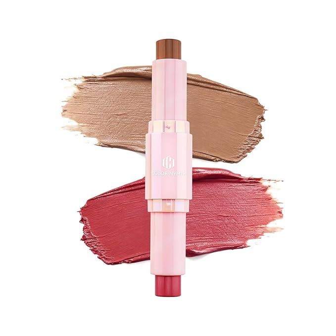 Color Nymph Blush Contour Makeup Stick, Double-end Stick Cream Blush & Contour Multiuse Butter Stick For Cheeks Eyes Lip Matte Texture Vegan & Cruelty-Free - 01# Amber Crepe
