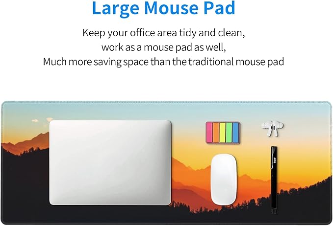 Sunset Mountain View Large Mouse Pad, Gaming Desk Mat, XL Keyboard Desk Pad Mat for Desktop, 31.5"x11.8" Non-Slip Base Big Mousepad with Stitched Edges