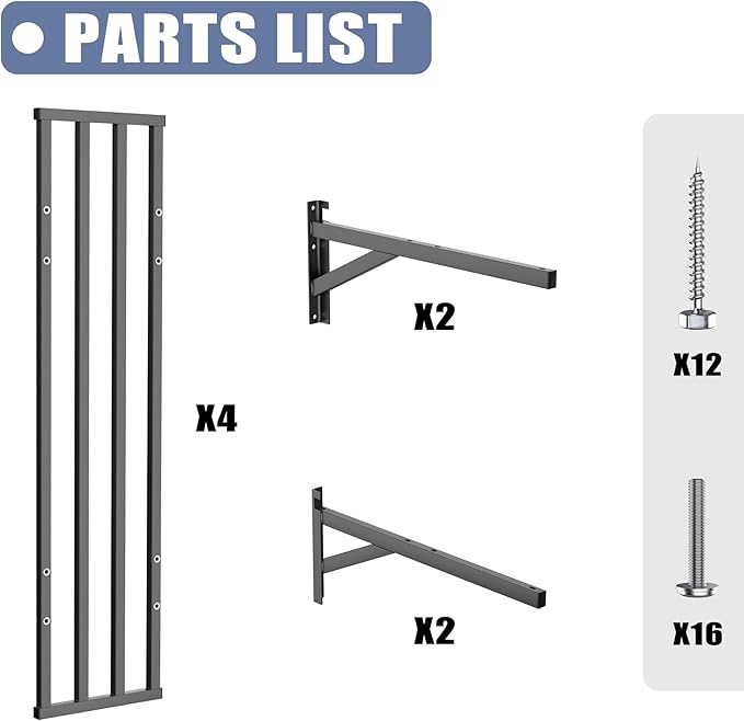 WALMANN 2 Pack Heavy Duty Wall Shelves, 2 ft x 4 ft Wall-Mounted Garage Storage Shelf, Floating Shelf, Hold 400 lbs/Shelf