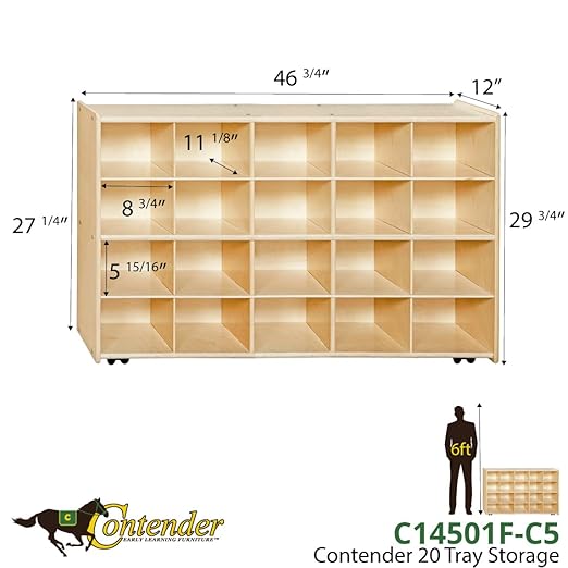 Contender C14501F-C5 20 Tray Storage w/Translucent Trays, Assembled w/Casters