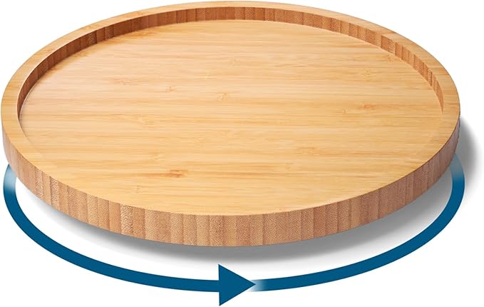 Lazy Susan Organizer for Kitchen,Bamboo Turntable for Cabinet,Pantry,Vanity,Small（Natural）