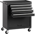 4-Drawer Rolling Tool Chest, Cabinet with 4 Wheels Tool Chest with Drawers, Suitable for Garages, Warehouses, Workshops, Repair Shops, Black