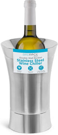 BirdRock Home Stainless-Steel Wine Chiller - Elegant Double Wall Bucket - Single Insulated Bottle Holder - Wine or Champagne Cooler for Table - Wine Accessories - Indoor or Outdoor - Silver