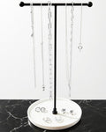 VROOMIUM Necklace Holder Stand - 6in Ceramic Base X 1ft Height, Aesthetic Decor for Bedroom, Jewelry Organizer for Necklace, Bracelets, Rings, Exhibidor de Collares- Chic White