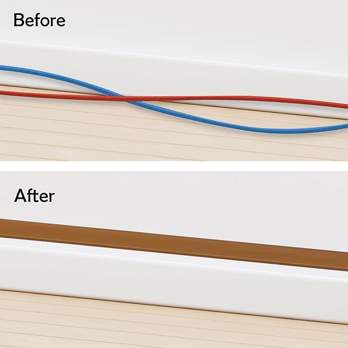 Rubber Bond TV Cord Hider Cable Protector - Strong Self Adhesive Wall Cord Cover Cable Hider - Low Profile Cable Management Wall Cord Concealer Cable Raceway (Brown, 10 Feet)