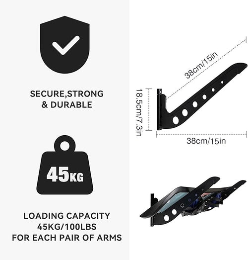 1 Board Surf Rack Wall Mount for Surfboard, Wakeboard, Snowboard Storage Adjustable Wall Hangers Boards Display