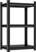 Storage Shelves, Garage Metal Shelving Unit, Adjustable, Double-Layer Column with Reinforced Ribs, Heavy-Duty, Capable of Bearing 600-3600 lbs (Black, 32 * 32 * 14, 3-Tier)