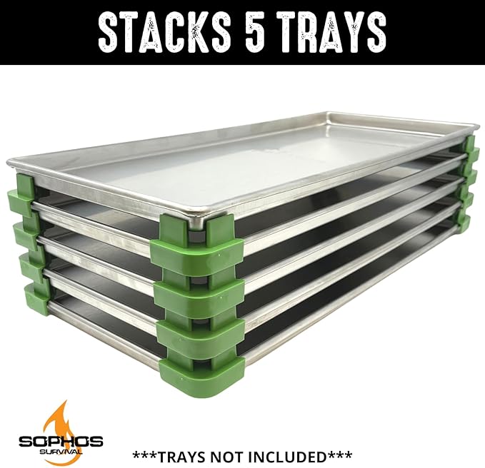 16 Pc Original Tray Stackers for Harvest Right Freeze Dryer Trays – Stacks 5 Trays – Green - Freeze Dryer Machine Accessories – Freeze Dried Food Storage - Made in USA