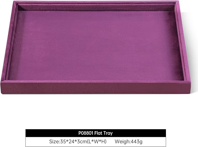 Velvet Stackable Jewelry Display Flat Tray For Ring Earring Necklace Bracelet, Bangle Pendant Storage Blank Plate, Shop Countertop Jewelry Dish Organizer (Purple)