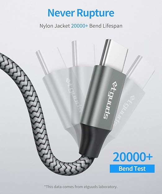 etguuds USB A to USB C Cable 5-Pack (3/3/6/6/10 ft), Fast Charging Type C Charger Cord for iPhone 17 16 15 Pro Max Plus Air, Samsung Galaxy S25 S24 S23 S22 S21 S20 A56 A17 A16, Pixel, Moto G, Gray