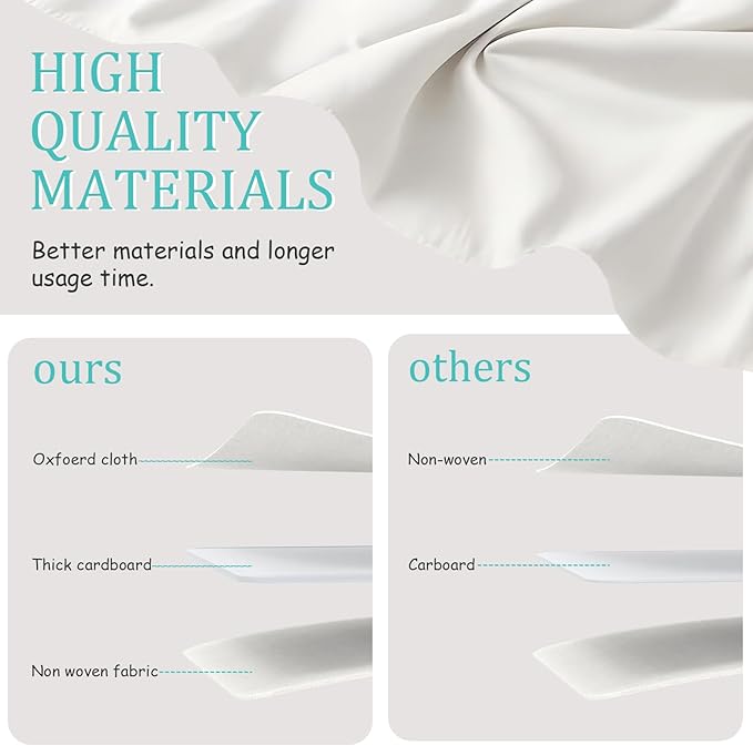 Fabric Storage Boxes for Shelves, 3 Pack Foldable Cloth Bins, Closet Organizers System with 2 Handles, Durable and Sturdy, Saving Space, White & Ivory, 16.1 x 9.8 x 6.5 In, XSNY11WM-3